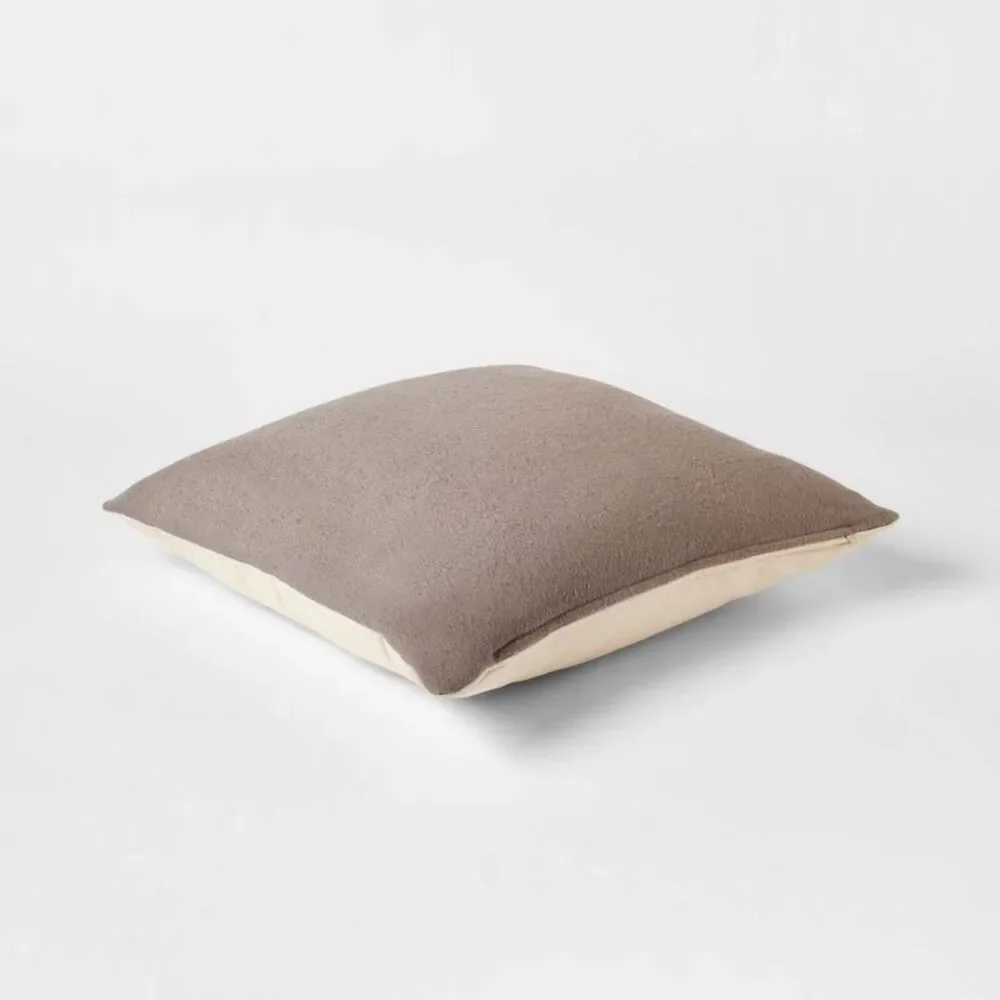 Euro Boucle Colorblock Square Couch Decorative Pillow - Dark Gray